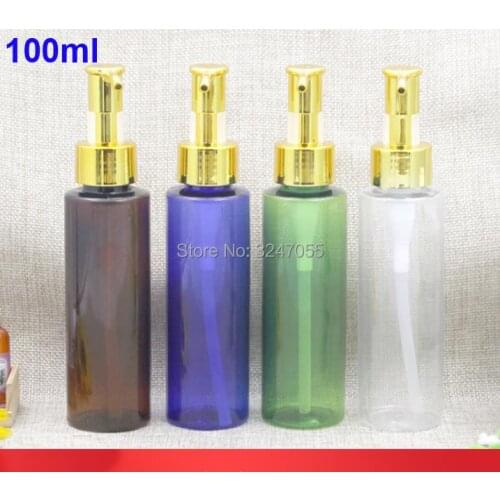 100ML Clear/Brown/Blue/Green Plastic Cosmetic Body Wash Package, Cosmetic Makeup Lotion Pump Bottles, Cosmetic Container/Tools