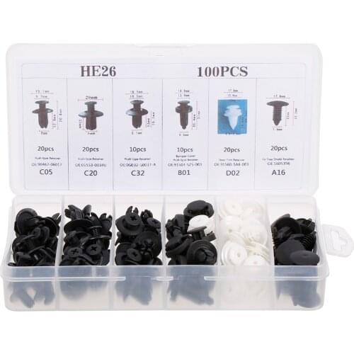 100Pcs Car Body Plastic Push Retainer Pin Rivet Fasteners Trim Moulding Clip Automotive Furniture Assembly Expansion Screws Kit