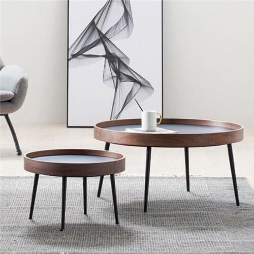 Nordic Modern Desginer Small Round Tea Coffee Tables Cute Wood Surface Metal Legs Sofa Side Table Home Balcony Leisure Furniture