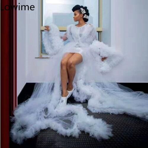 African white Sexy Tulle Prom Dress Muslim Dubai Dance Party Gowns Turkish Evening Dress Women Vestido De Festa Fashion Show