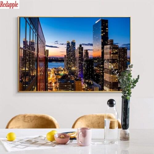 5D DIY Diamond Painting Night view of city buildings Full Square Round Drill Embroidery Cross Stitch 5D icon gift Home Decor