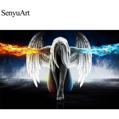 SenyuArt 5D Diamond Painting Full Round Embroidery Picture Mosaic Art Accessories Fire Water Angle Cross Stitch Kits Home Decor