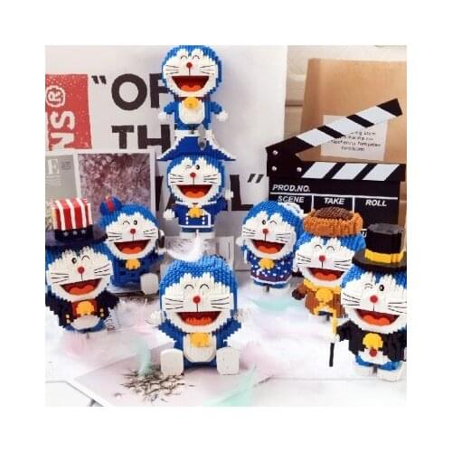 Balody Anime Doraemoned Toys Blue Cat Animal Soldier Magician 3D Model DIY Micro Diamond Building Blocks for Children gifts