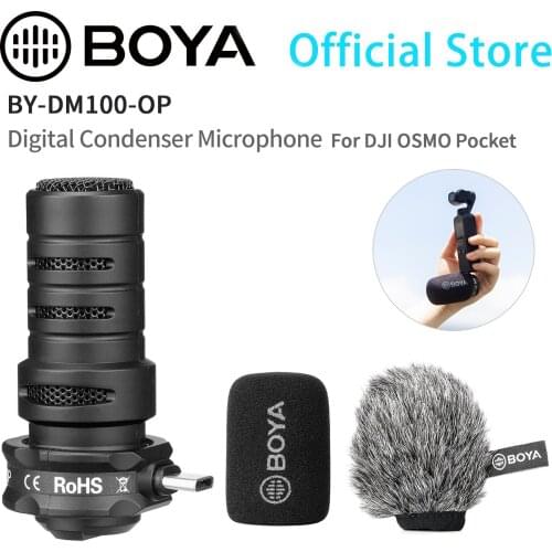 BOYA BY-DM100-OP Digital Condenser Microphone Omnidirectional shotgun microphone for DJI OSMO™ Pocket Plug and play operation