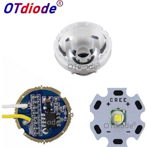 Cree XM-L LED T6 White Light with 20mm star pcb+ 3.7V 5modes led Driver +T6 15degree led Lens with Base Holder kit