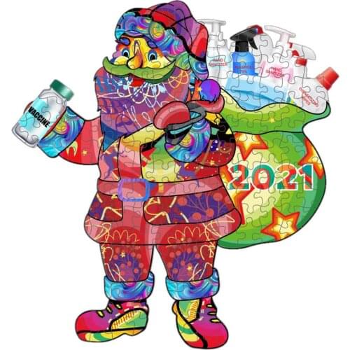 Wooden Jigsaw Puzzle Toy Christmas Santa Jigsaw Puzzle Game Realistic Design Santa Puzzle Kids Educational Toys Xmas Gifts