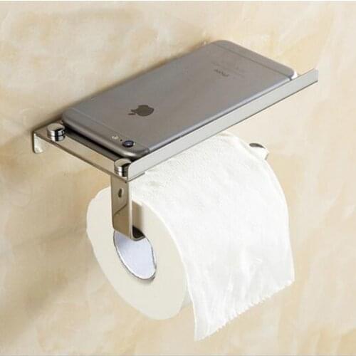 Stainless steel 304 bathroom paper phone holder with shelf bathroom Mobile phones towel rack toilet paper holder tissue boxes