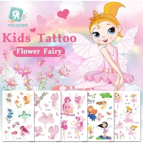 Kid Temporary Tattoo Sticker Cute Flower Faerie Flash fake tattoo for Girl Waterproof Childrens award sticker Cartoon Tattoo