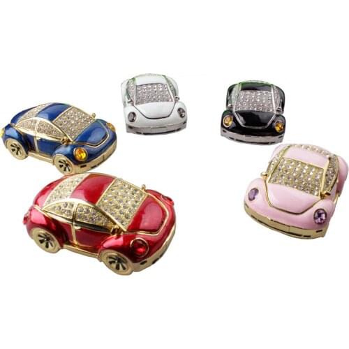 Crystal Bejeweled Car Trinket Jewelry Box Enameled Treasured Box Car Decoration Novelty Gifts