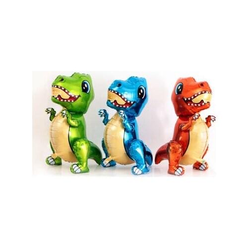 1pcs dinosaur balloon 3D foil standing green dinosaur Red dragon birthday deco party supplies boy kids toys helium globals
