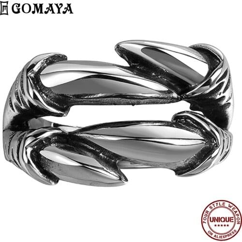 GOMAYA 316L Stainless Steel Rings Punk Neo-Gothic Vintage Unisex Personality Talons Ring Party Fashion Jewelry The New Listing