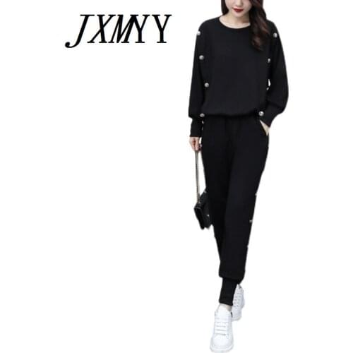 JXMYY Spring And Autumn Fashion And Comfortable Sports Suit Women 2021 New Long-Sleeved Sweater Casual Two-Piece Trend