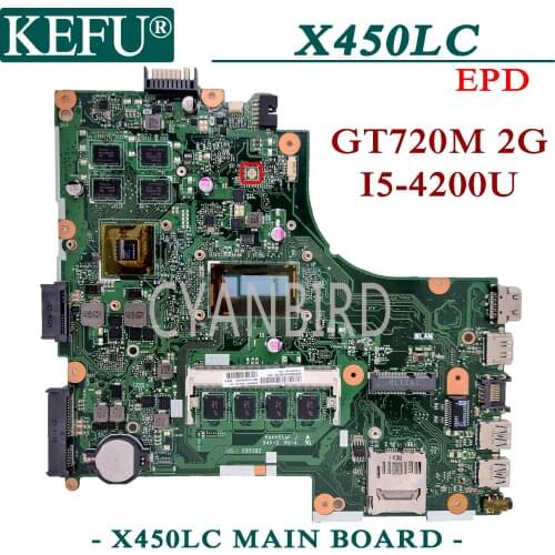 KEFU X450LC original mainboard for ASUS X450L (EDP) X450LD with 4GB-RAM I5-4200U GT720M Laptop motherboard
