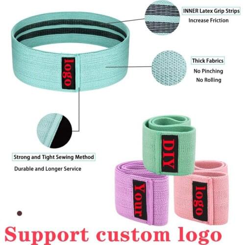 3PCS Custom logo Resistance Bands Elastic Fabric Booty Bands Set Non-slip Circle Loop Workout Bands Butt Legs Thigh Hip Trainer