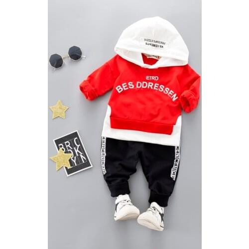 Baby Boy Girl Clothing Set Cotton Kids Toddler Clothes Letter Hooded Suit For Boy Infant 1-4 Years Spring