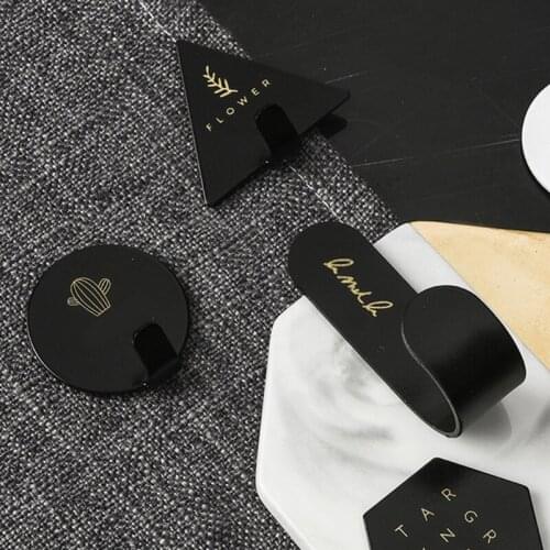 4 Pcs Nordic Style Geometric Wrought Iron Wall Hanging Hook Self-adhesive Wall Hook Decor Creative Door Hook Minimalist No Trace