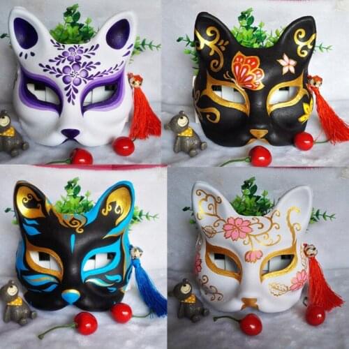 Fox mask for Halloween Classic handmade painted colour cat coplay mask masquerade party bar prop