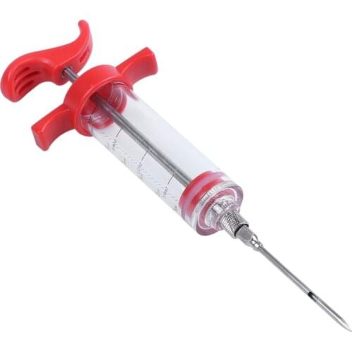 Marinade Red Injector Flavor Syringe Cooking Meat Poultry Turkey Chicken BBQ Tool 22*7CM