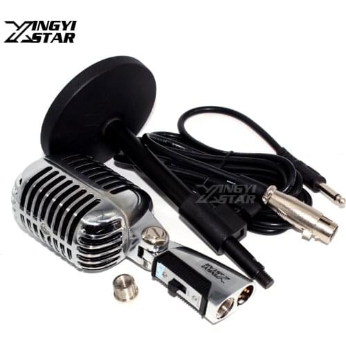 Professional Vocal Dynamic Microphone Vintage Wired Mic Holder Desktop Studio KTV Karaoke Digital Mixer DJ With 6.5mm Jack Cable
