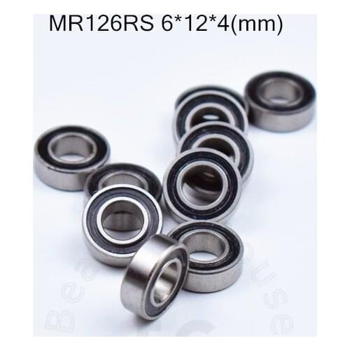 MR126RS 6*12*4(mm) 10pieces Free shipping bearing ABEC-5 Rubber Sealed Miniature Bearing MR126 MR126RS chrome steel bearings