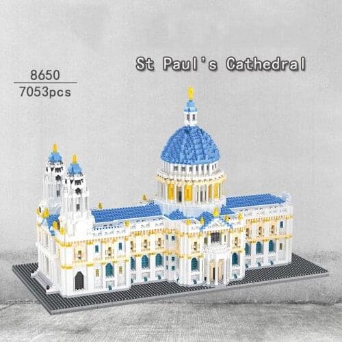 7053Pcs St Pauls Cathedral Model Building Blocks 3D London City Church Mini Micro Block Bricks World Architecture Diy Toys Gift