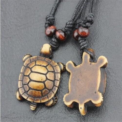 Fashion Men Womens Imitation Yak Bone Cute Tortoise Hawaii Tribal Surfer Sea Turtles Charms Pendant Necklace amulet Gifts