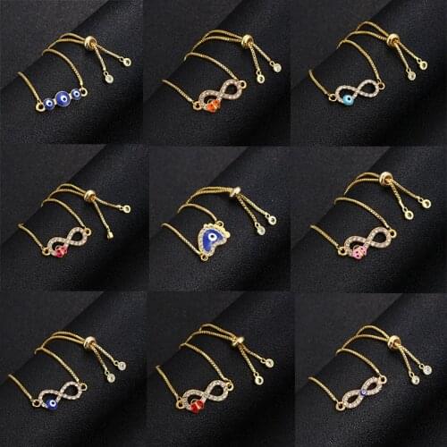 Multi-style digital 8 lucky evil eye small feet ladybug adjustable bracelet female models lovers gifts wholesale