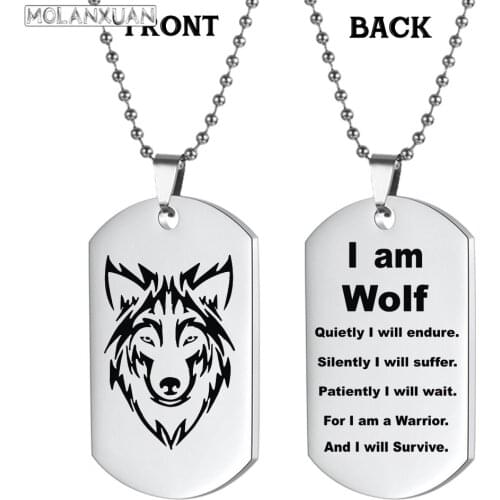 Vnox Rock Wolf Military Dog Tag Pendant Necklaces for Men Team Fight Jewelry with Stainless Steel Metal цепь цепи на шею чокер