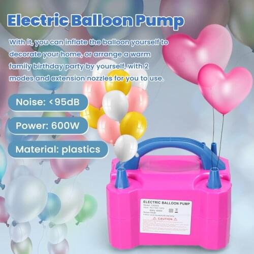 73005S 600W Electric Balloon Pump Inflator Dual Nozzle Balloon Pump Continuous Push-on Mode Balloon Inflating Tool