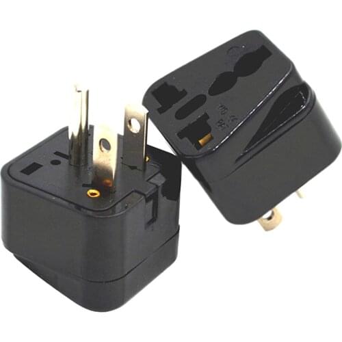 Wholesale Black whtie 250v 10A/16A copper Universal America Grounded power Plug USA Canada Travel Adapter plug socket convertor