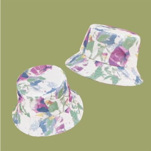 Print Cotton Bucket Hat Fisherman Hat Outdoor Travel Hat Sun Cap Hats for Men and Women 111