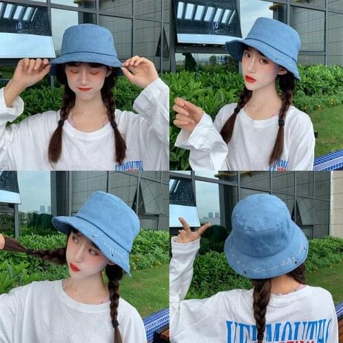 New Fisherman Hat Womens Panama Cap Embroidered Bucket Hat Sun Protection Hat Wide Eaves Bob Hat Unisex Summer Hiking Hat