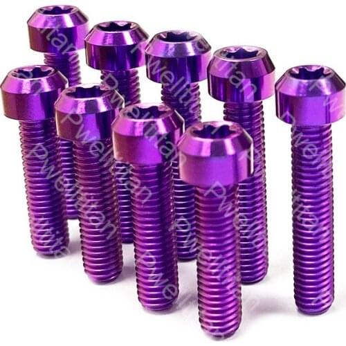 M5 M6 x 10 12 15 20 25 30 mm Titanium Bolt Flat Torx Button Head DIY Brake Disc Electric Motorcycle Caliper for Bicycle 6 PCS