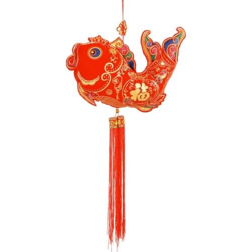 Fish Pendant New Year Ornament Arrangement Decorative Supplies Festival Decor Silk Thread Pepper String PVC Chinese Knot