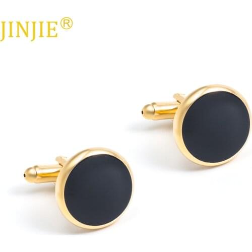 Factory Direct Sales Mens Business Metal Enamel Cufflinks Custom Style Metal Black Gold Cufflinks Wholesale Mens Gift Jewelry