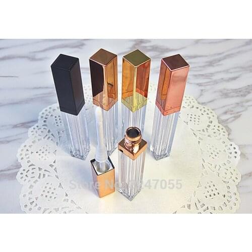 4ML 40pcs/lot Empty Elegant Lip Gloss Tube, DIY Plastic Square Lipstick Refillable Bottle, High-end Cosmetic Lip Beauty Tool