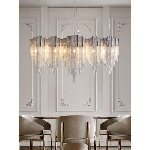 Light luxury post-modern tassel chandelier light luxury villa duplex building living room dining room hotel chandelier