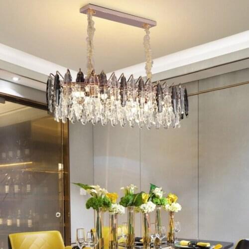 Modern Luxury Pendant Lights Gray Pendant Lamp Crystal Hanging Lamp for Living Room Bedroom Restaurant Suspension Luminaire LED