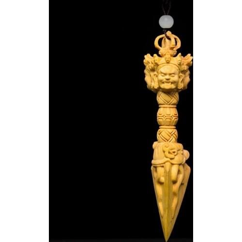 6CM/10CM Boxwood Statue Wood Buddha CraftHome Decor Feng Shui Office Decoration Sculpture Japanese God of Wealth Mahakala