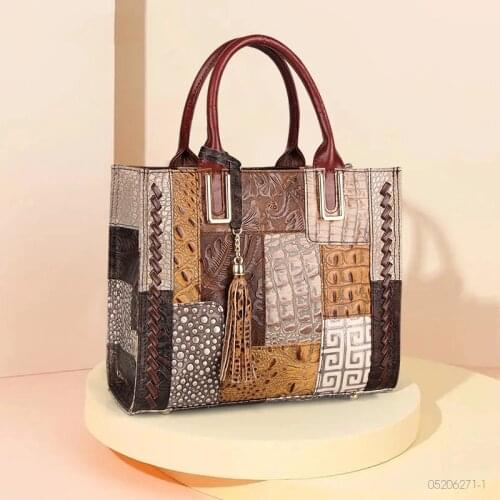 2021 New Genuine Leather Handbag Large Capacity Womens Shoulder Crossbody Bag Fashion Design Female Shopper Top-Handle Totes