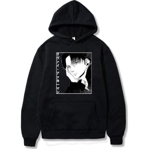 Anime Attack on Titan Hoodies Levi Printed Pullovers Tops Long Sleeves V-neck Spring Autumn Clothing