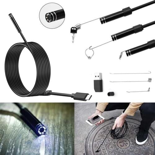 5.5mm Len Type C Android USB Endoscope Camera 3M Flexible Snake Hardwire Tube Inspection USB Android Phone Camera Borescope
