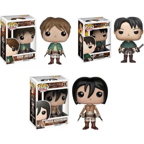 Anime Attack on Titan Mikasa Ackerman Eren Jaeger 20 Vinyl Figure Model Collection Toys Childrens Gifts
