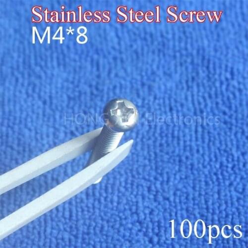 M4*8 304 Stainless Steel Screws Cross Recessed Pan Head PM Screws Phillips Screws length 8mm diameter 4mm 100Pcs