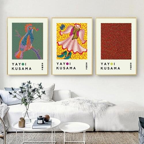 Japanese Yayoi Kusama Art Exhibition Posters and Prints Modern Wall Art Canvas Painting Pictures for Living Room Home Decor