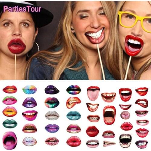 20pcs Funny Lip Mouth Photobooth Props Wedding Bridal Shower Bachelorette Hen Party Birthday Party Decorations Adult Photo Props