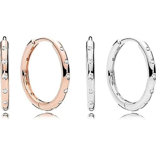 S925 Silver Rose Gold Round Earrings Girl Studded Pure Silver Earrings Fashion Jewelry