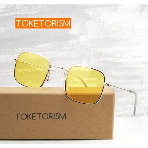 Toketorism Womens Fashion 2021 Trendy Sunglasses Vintage Metal Frame Yellow Sun glasses 6453
