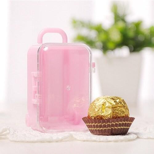 1pcs Hand-held Rolling Pull Lever Travel Suitcase shape Wedding party Candy Storage Boxes Great