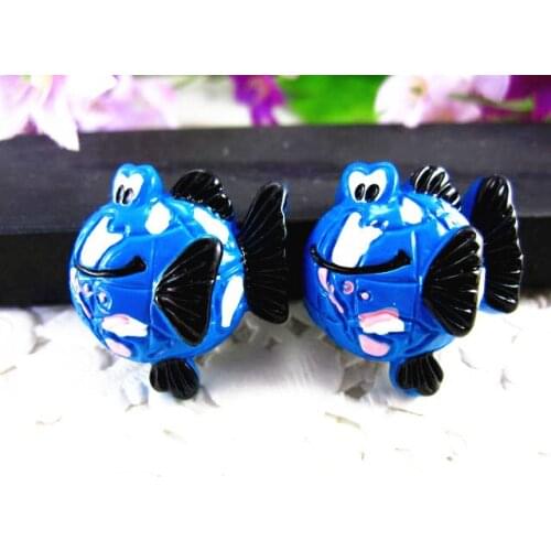 10pcs/lot 22*23mm DIY resin cabochons accessories kawaii flat back resin cartoon fish
